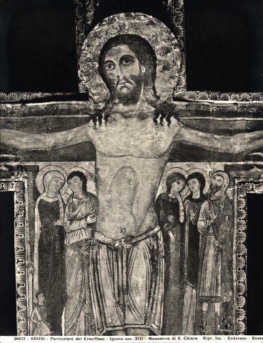 Anderson — Assisi - Particolare del Crocifisso - Ignoto sec. XIII - Monastero di S. Chiara — particolare, prima del restauro del 1940-1941